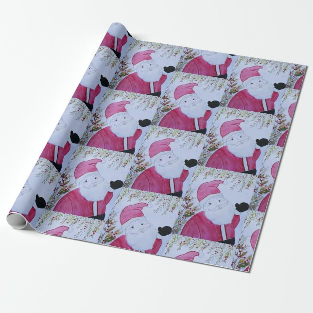 Vintage Santa Wrapper Wrapping Paper (Unrolled)