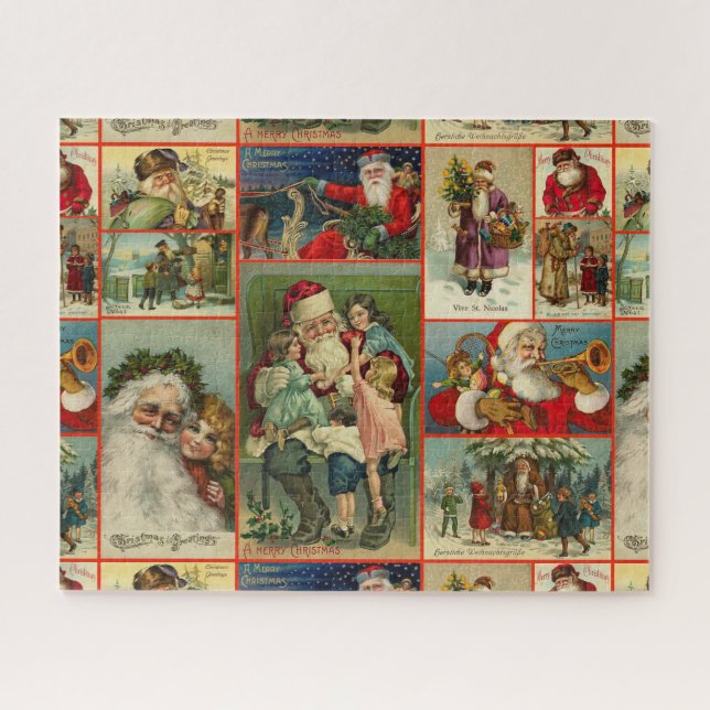 Vintage Santa Wrapping Paper Jigsaw Puzzle (Horizontal)