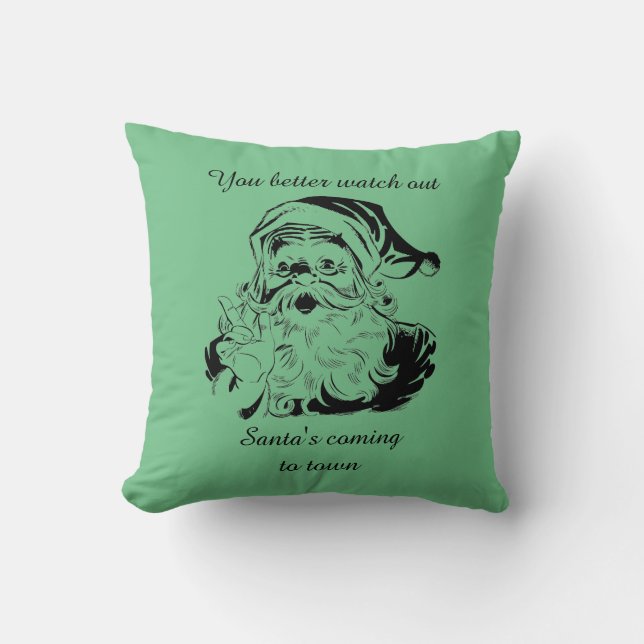 Vintage Santa's Coming to Town Cushion (Front)