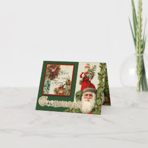 Vintage Santas Elegant Photo Christmas Holiday Card
