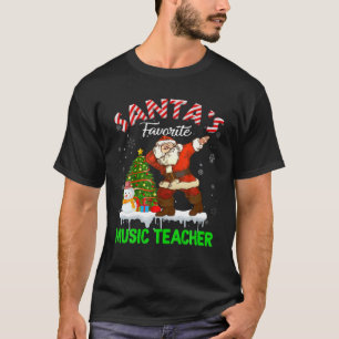 Vintage Santa's Favourite Music Teacher Xmas Tree T-Shirt