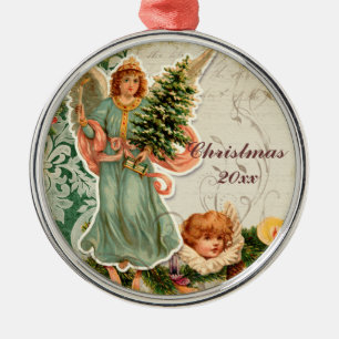 Vintage Santas n Holly Elegant Christmas Ornament