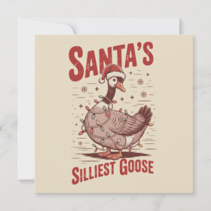 Vintage Santa's Silliest Goose Funny Christmas 90s Holiday Card