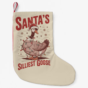 Vintage Santa's Silliest Goose Funny Christmas 90s Small Christmas Stocking