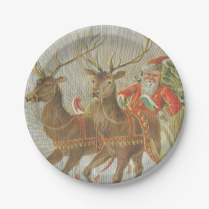 Vintage Santa's Sleigh Paper Plate