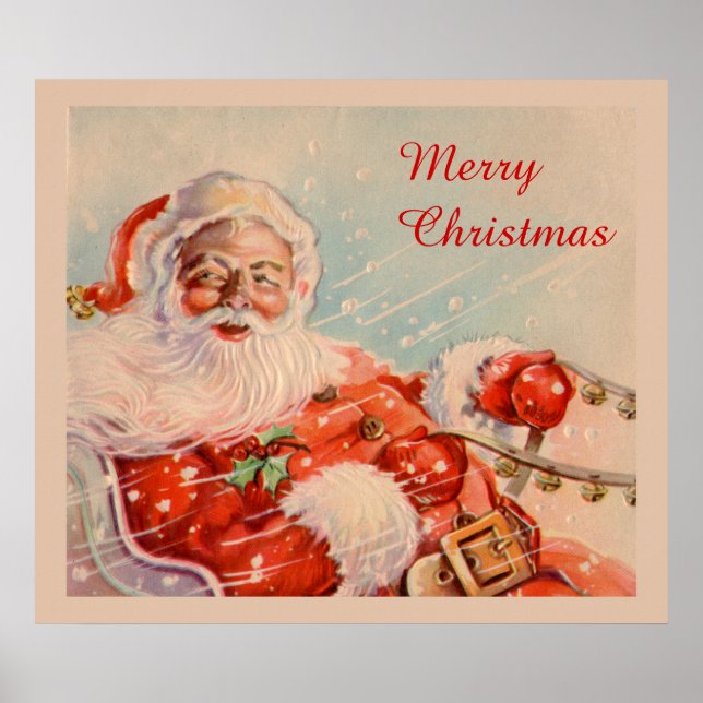 Vintage Santas Sleigh Ride Canvas Print (Front)