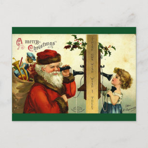 Vintage - Santa's Telephone Call Holiday Postcard