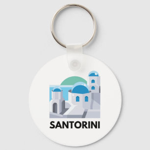 Vintage Santorini Greece Key Ring