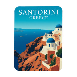 Vintage Santorini Greece White Houses Travel Magnet