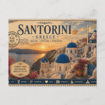 Vintage Santorini Vacation Souvenir