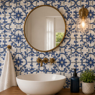 Vintage Sapphire Elegant Blue Ornamental Mosaic Tile