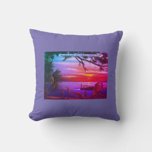 Vintage Sarasota, FL Beach Sunset - Gulf of Mexico Cushion