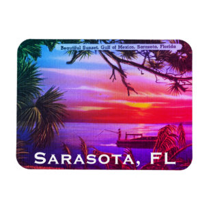 Vintage Sarasota, FL Beach Sunset - Gulf of Mexico Magnet