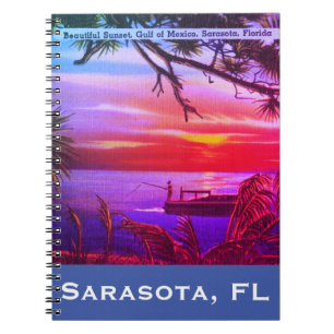 Vintage Sarasota, FL Beach Sunset - Gulf of Mexico Notebook