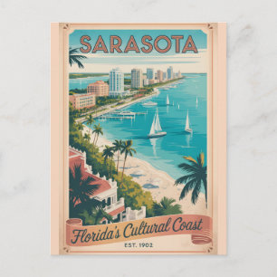Vintage Sarasota Florida Retro Travel Postcard