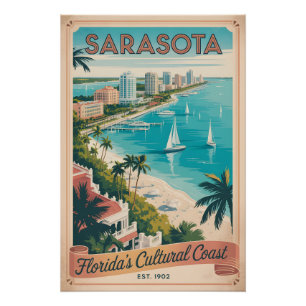 Vintage Sarasota Florida Retro Travel Poster