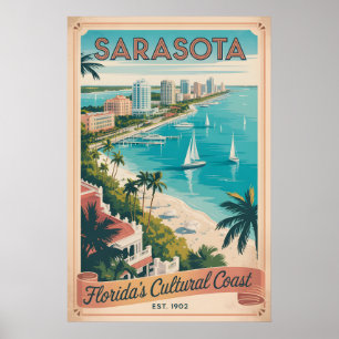 Vintage Sarasota Florida Retro Travel Poster