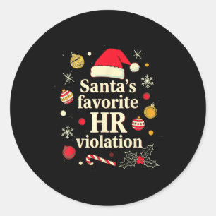 Vintage Sarcastic Retro Hr Violation Christmas Off Classic Round Sticker