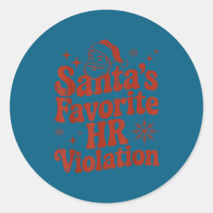 Vintage Sarcastic Retro Hr Violation Christmas Off Classic Round Sticker