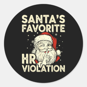 Vintage Sarcastic Retro Hr Violation Christmas Off Classic Round Sticker