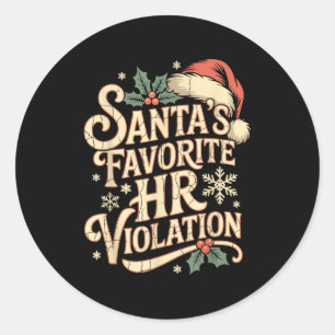 Vintage Sarcastic Retro Hr Violation Christmas Off Classic Round Sticker