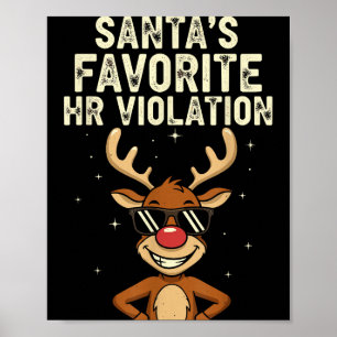 Vintage Sarcastic Retro Hr Violation Christmas Off Poster