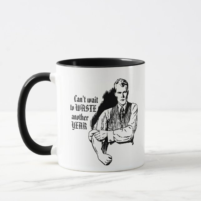 Vintage Sarcastic "Waste Another Year" Mug (Left)