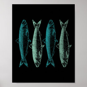 Vintage Sardine Fish Art Canned Sardines Lover Poster