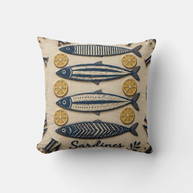 Vintage Sardines Cushion (Front)