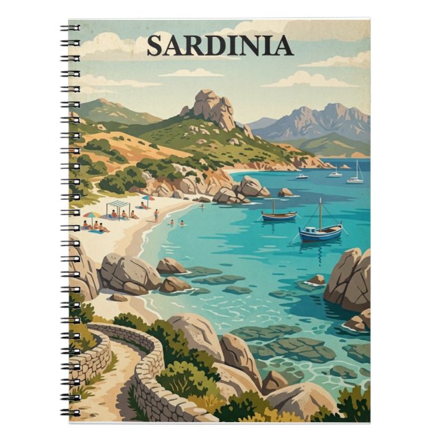 Vintage Sardinia Italy Mediterranean Scenery Notebook (Front)