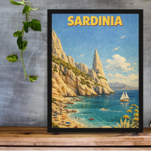 Vintage Sardinia Travel Cala Goloritzé Poster