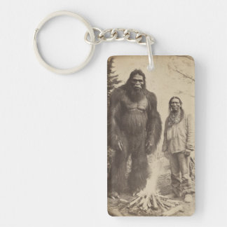 Vintage Sasquatch & Native American Photo Acrylic  Key Ring