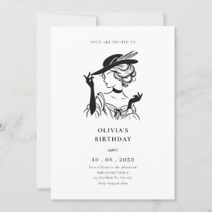 Vintage sassy lady elegant birthday invitation