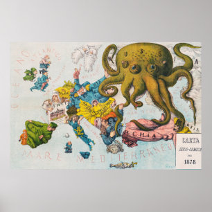 Vintage Satirical Russian Domination Map Poster