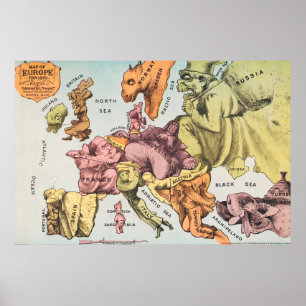 Vintage Satirical Russian Domination Map Poster