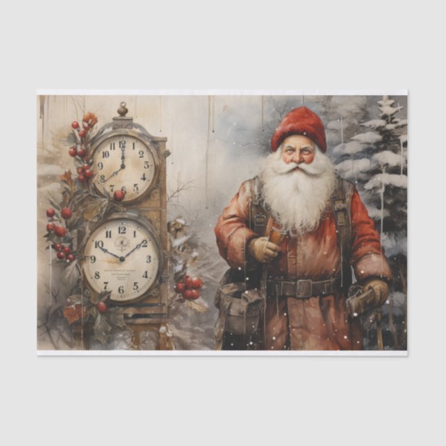 Vintage Satna Claus Father Christmas Decoupage Tissue Paper (Front)