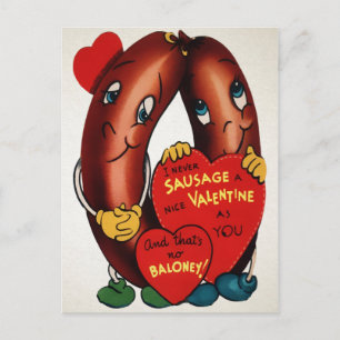 Vintage Sausages Valentines Postcard