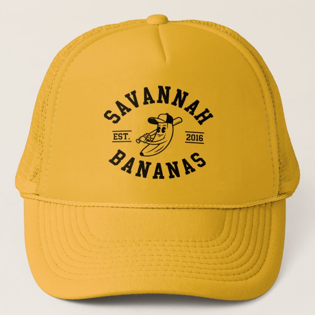 Vintage Savannah Baseball Banana Sports  Trucker Hat (Front)