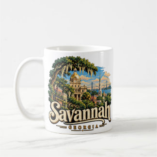 Vintage Savannah Georgia Travel Art Landmark Coffee Mug