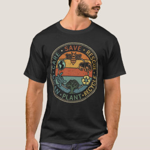 Vintage Save Bees Rescue Animals Recycle Earth Day T-Shirt