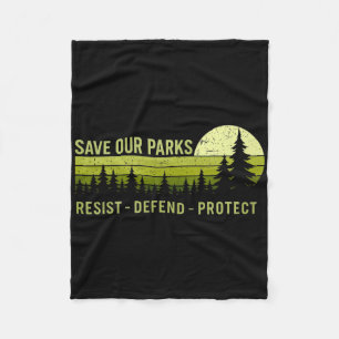 Vintage Save Our Parks Resist National Park Protec Fleece Blanket