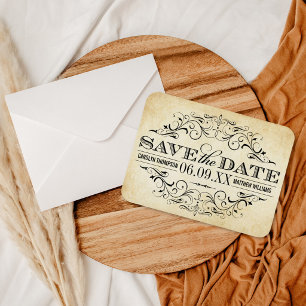 Vintage Save the Date   Elegant Flourish Magnet