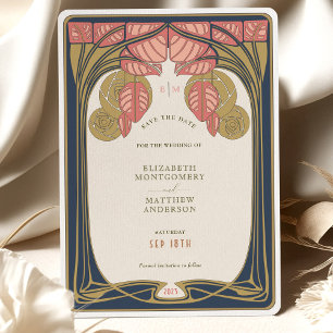 Vintage Save the Date Mackintosh Inspired Trees Invitation