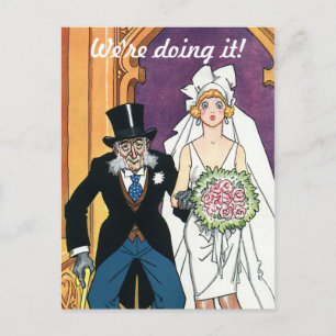 Vintage Save the Date, May December Romance Announcement Postcard