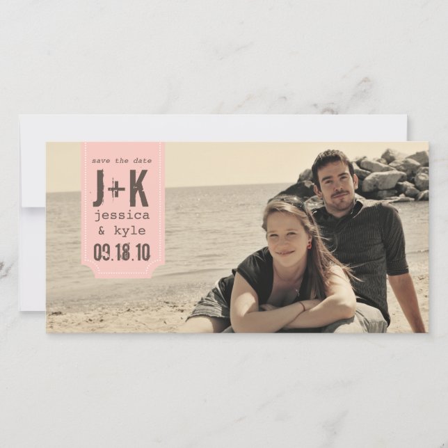 Vintage Save the Date Photo Card Template (Front)