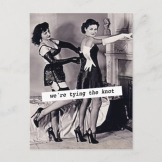 Vintage Save the Date (Two Women) "Tying the Knot" Announcement Postcard