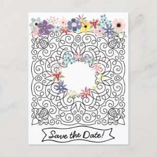 Vintage Save the Date Victorian Frame w/ Flowers Invitation Postcard