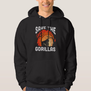 Vintage Save The Gorillas Lover Animal Gorilla Con Hoodie