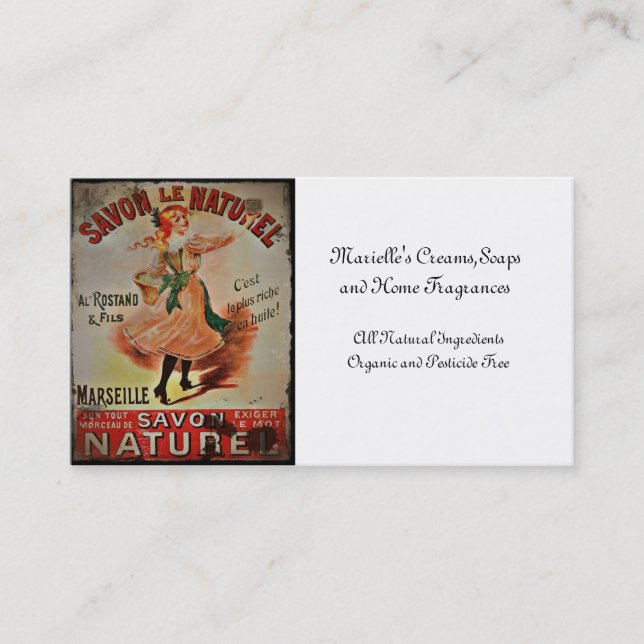 Vintage Savon Naturel Soaps Business Card (Front)