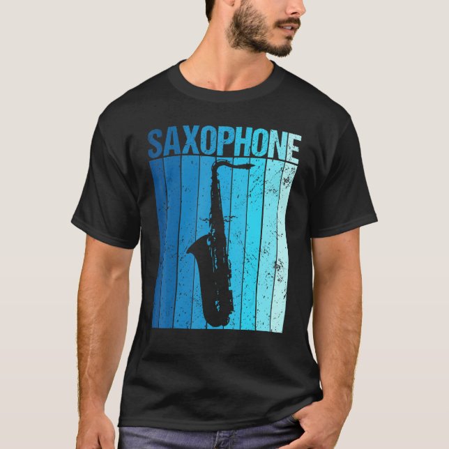Vintage Saxophone Jazz Music Saxophonist T-Shirt (Front)